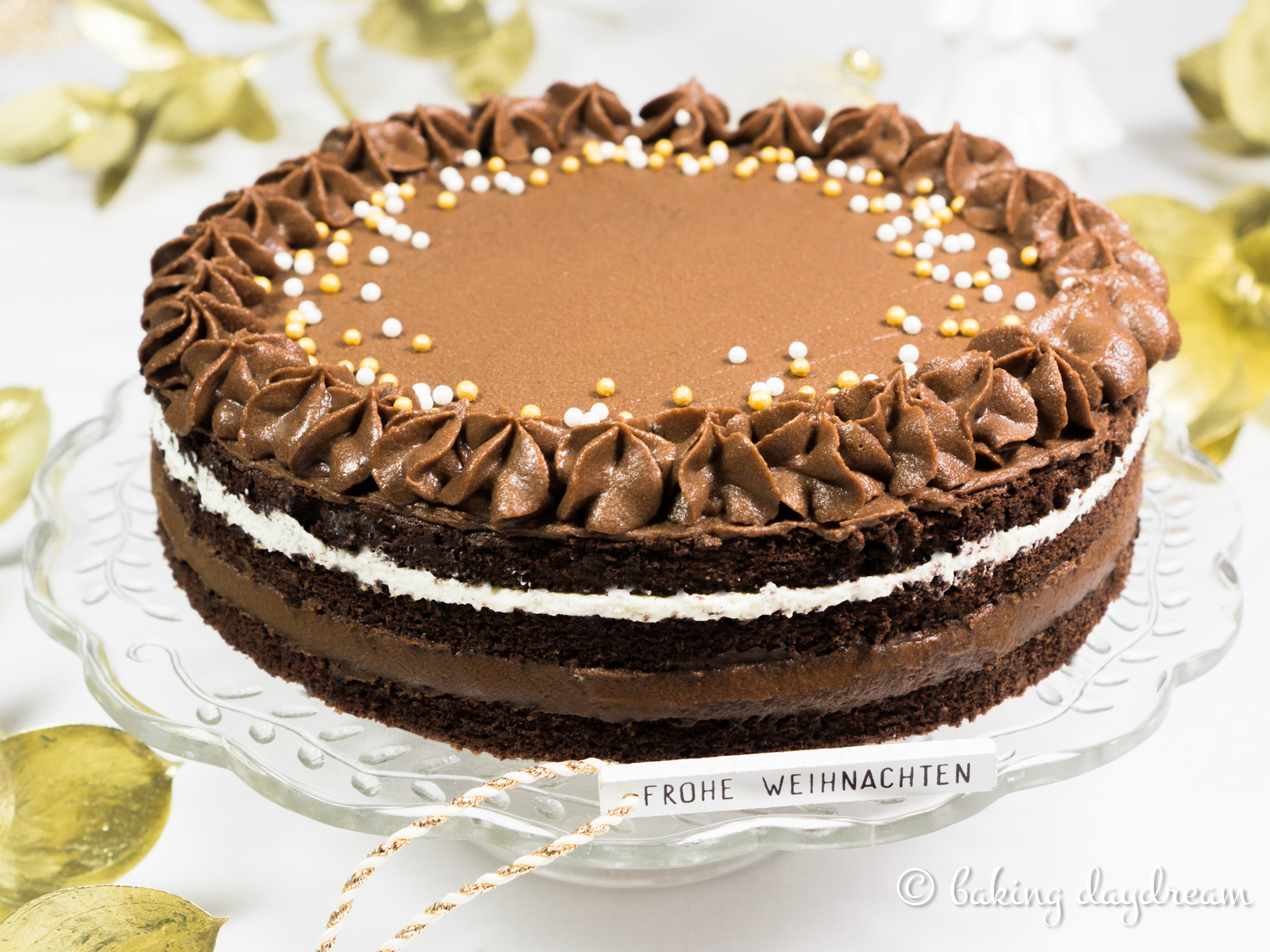 Maronen Mousse Torte mit Vanillesahne • bakingdaydream